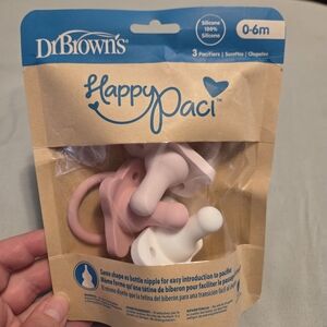 Dr. Brown's HappyPaci Silicone Pacifiers - Pink, White, and Cream